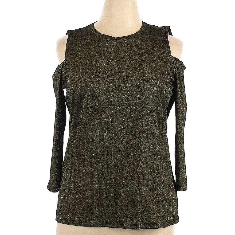 Michael Kors cold shoulder 3/4 sleeve green top